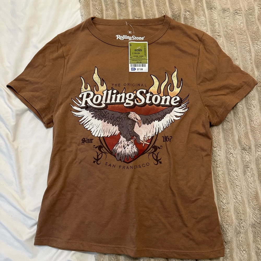 Rolling Stones Brown Shirt with Flame Graphics